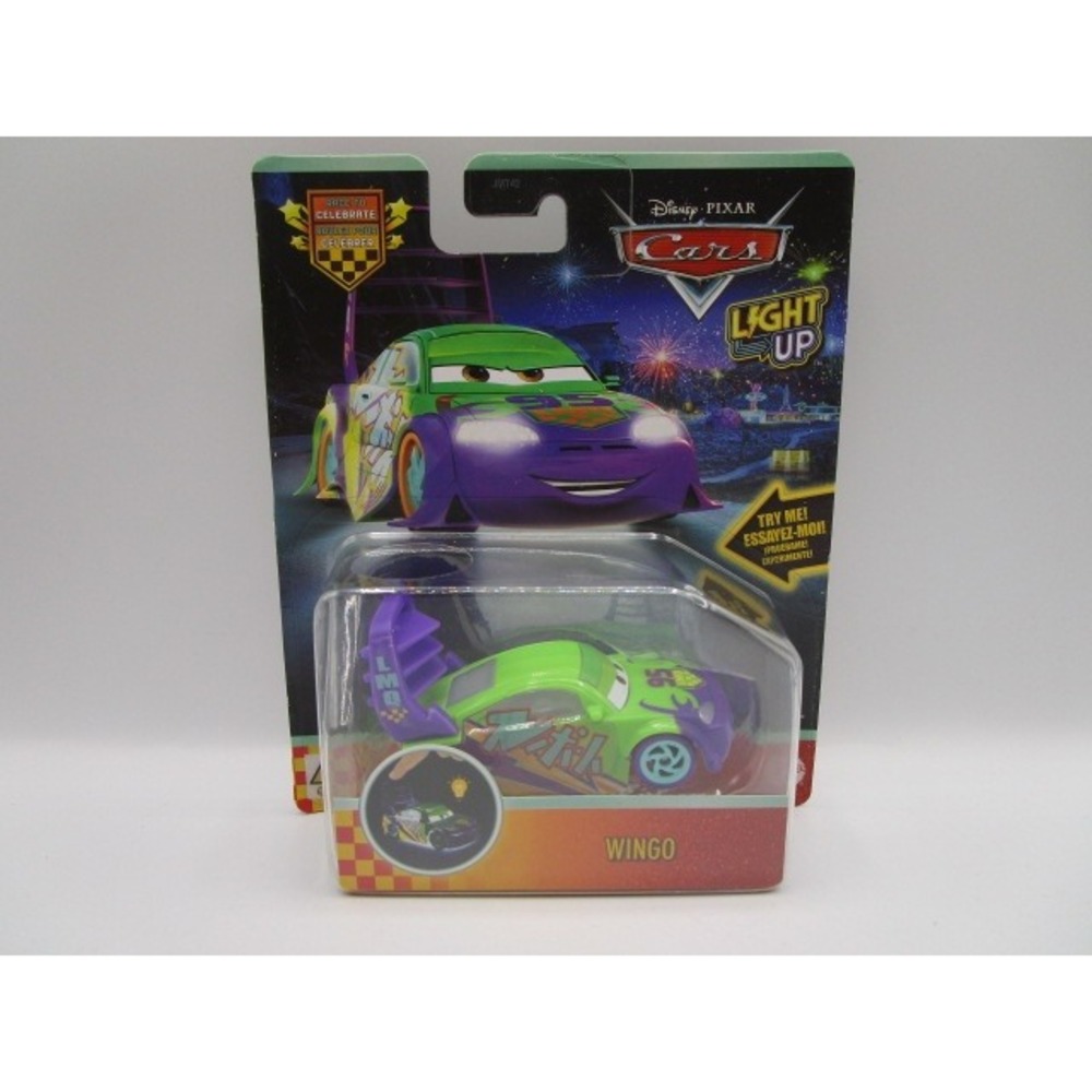Disney Pixar Cars Light Up Wingo Die-Cast Car Green Purple 1:55 Mattel